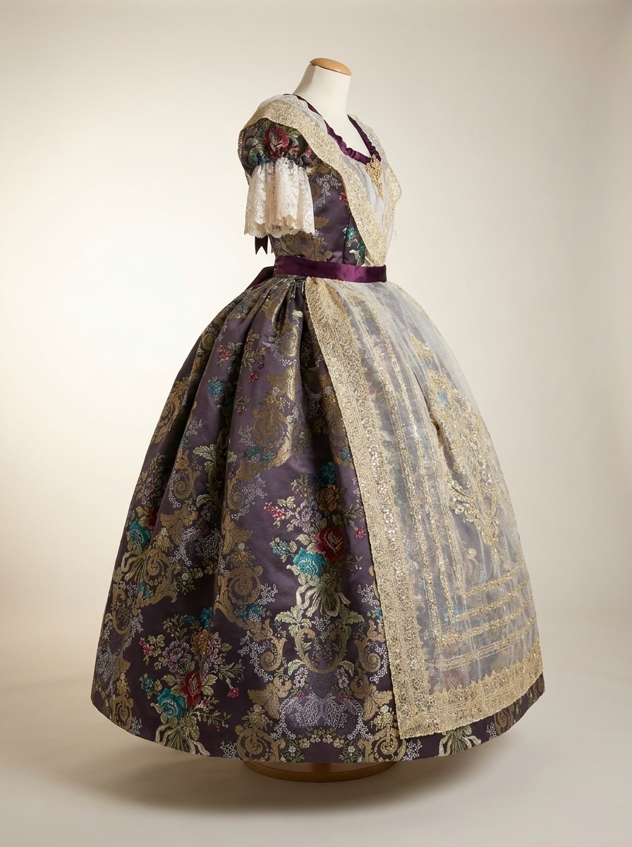 Traje de fallera en espolín floral